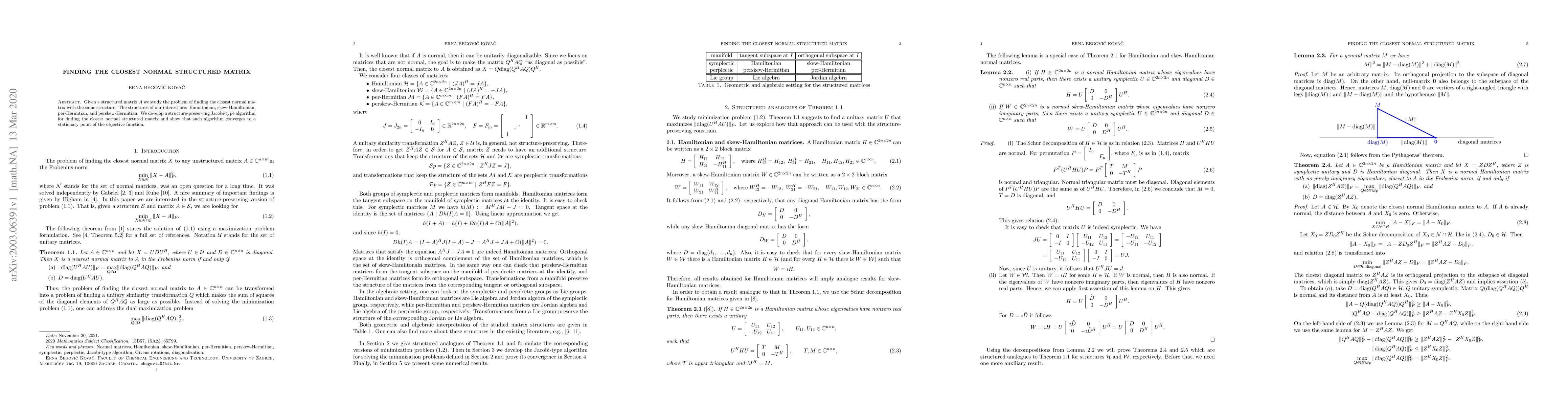 Thumbnail for Finding the closest normal structured matrix
