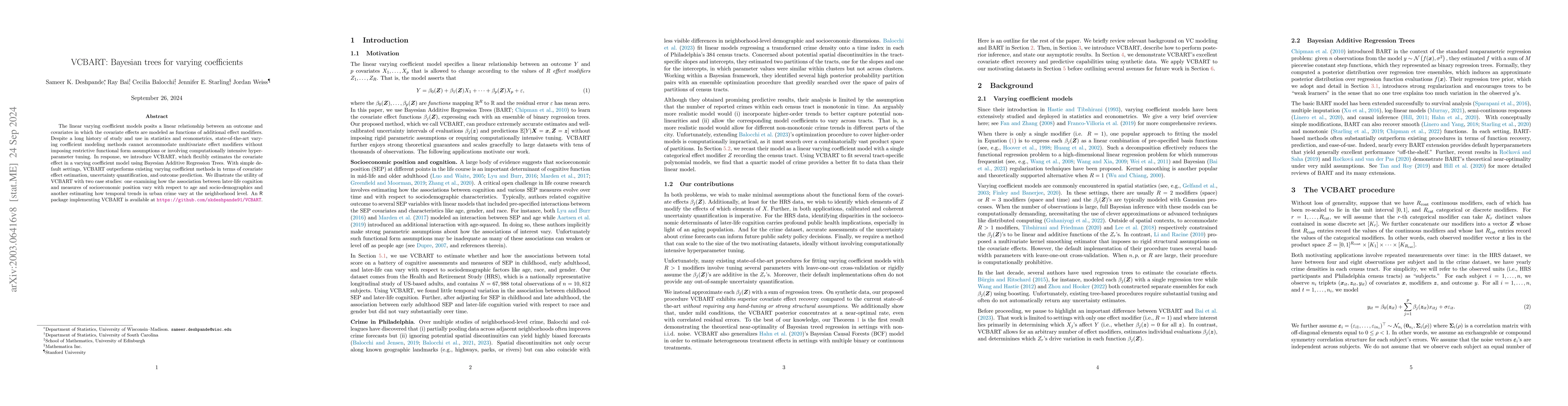 Thumbnail for VCBART: Bayesian trees for varying coefficients