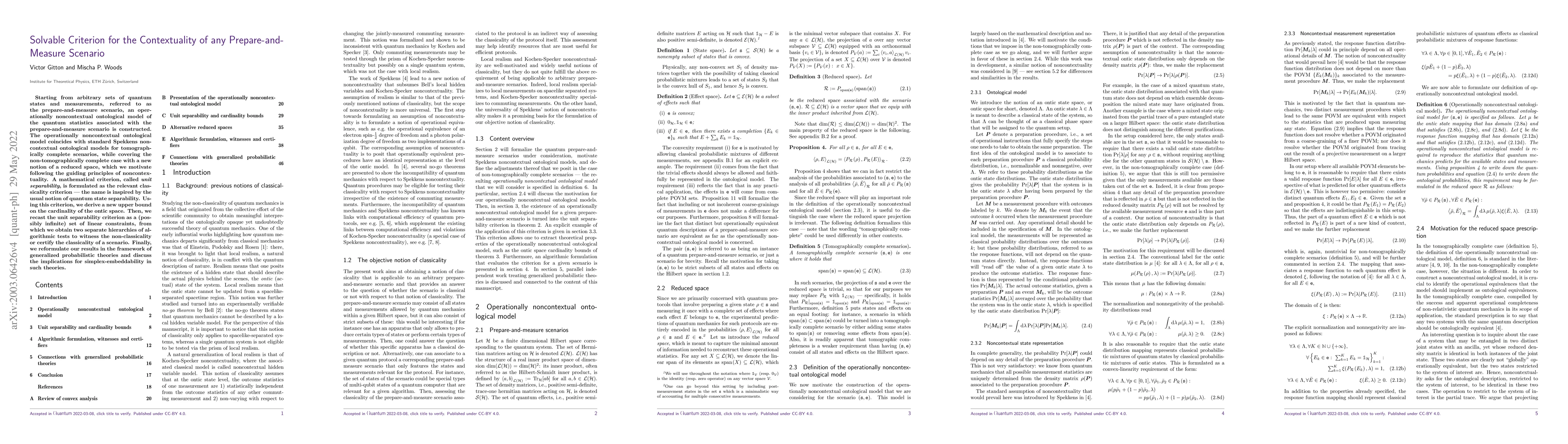 Thumbnail for Solvable Criterion for the Contextuality of any Prepare-and-Measure
  Scenario