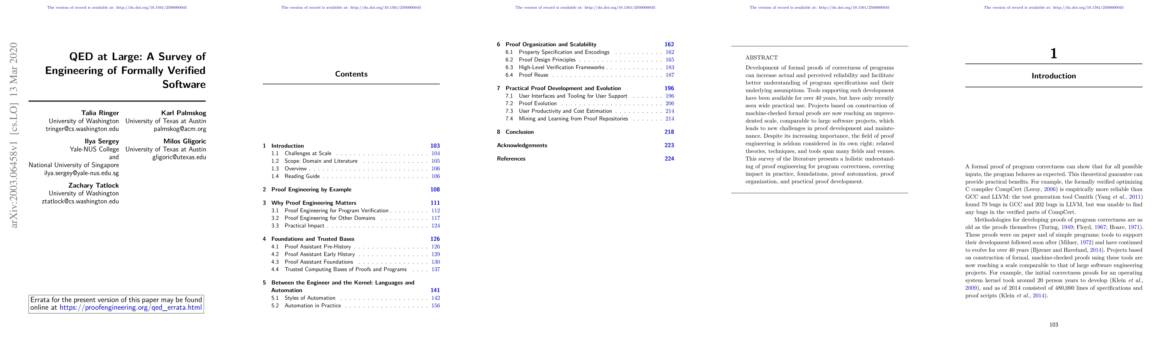 Thumbnail for QED at Large: A Survey of Engineering of Formally Verified Software