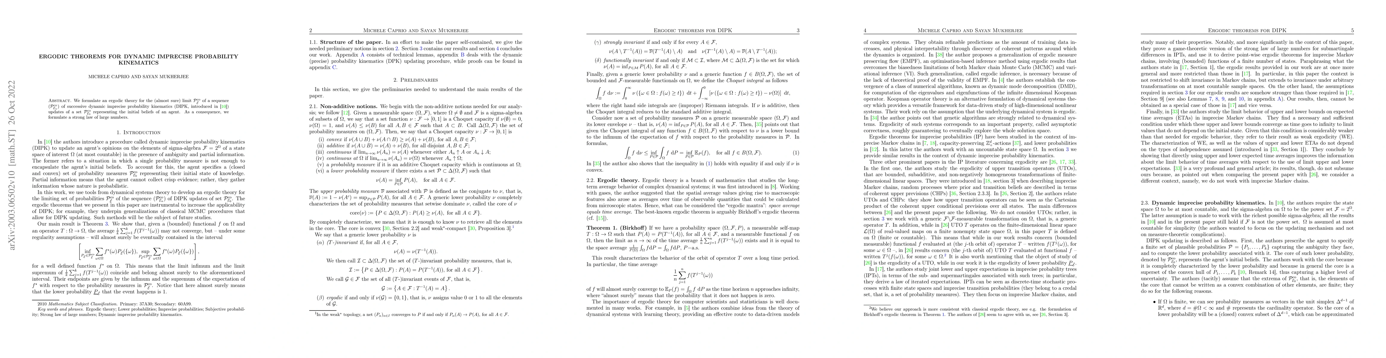 Thumbnail for Ergodic Theorems for Dynamic Imprecise Probability Kinematics