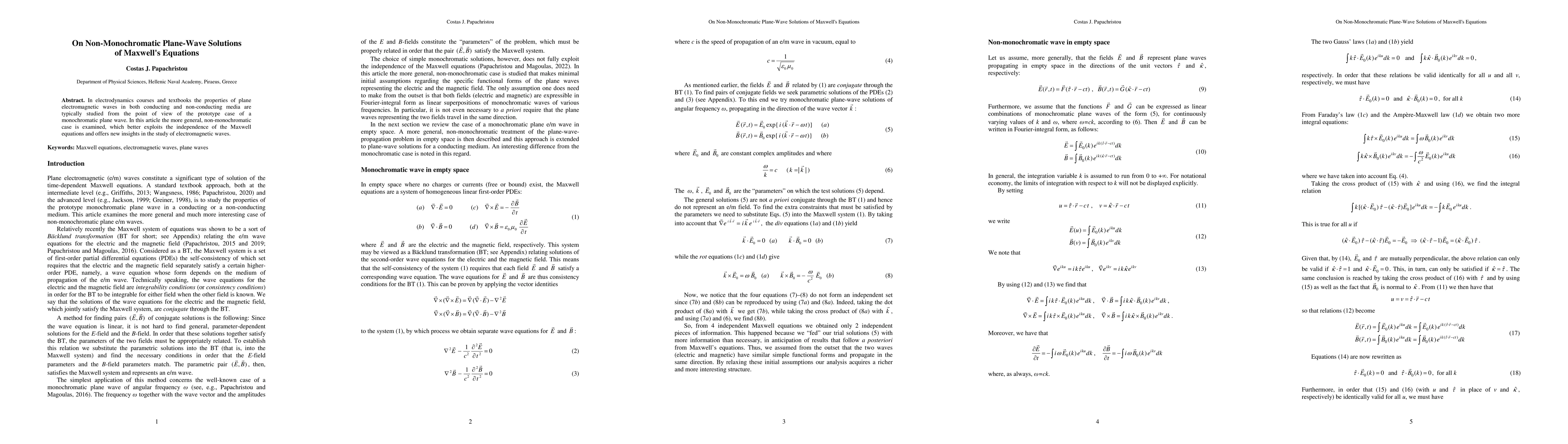 Thumbnail for On non-monochromatic plane-wave solutions of Maxwell's equations
