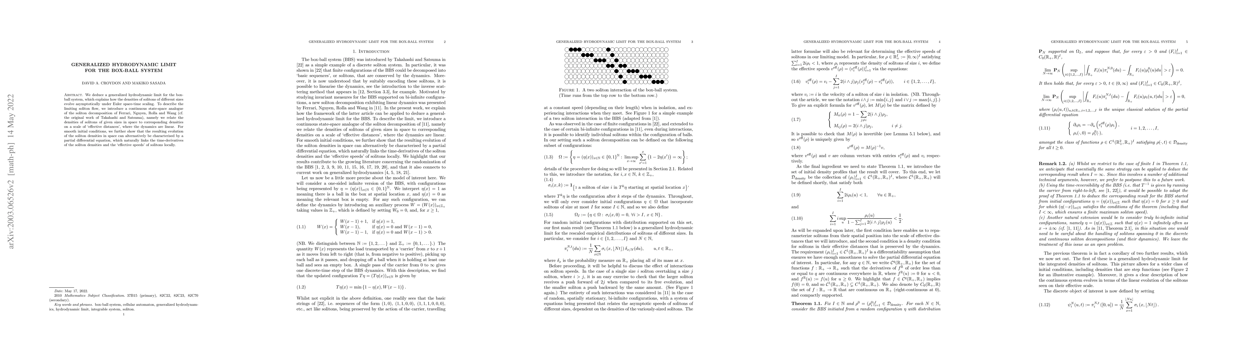 Thumbnail for Generalized hydrodynamic limit for the box-ball system