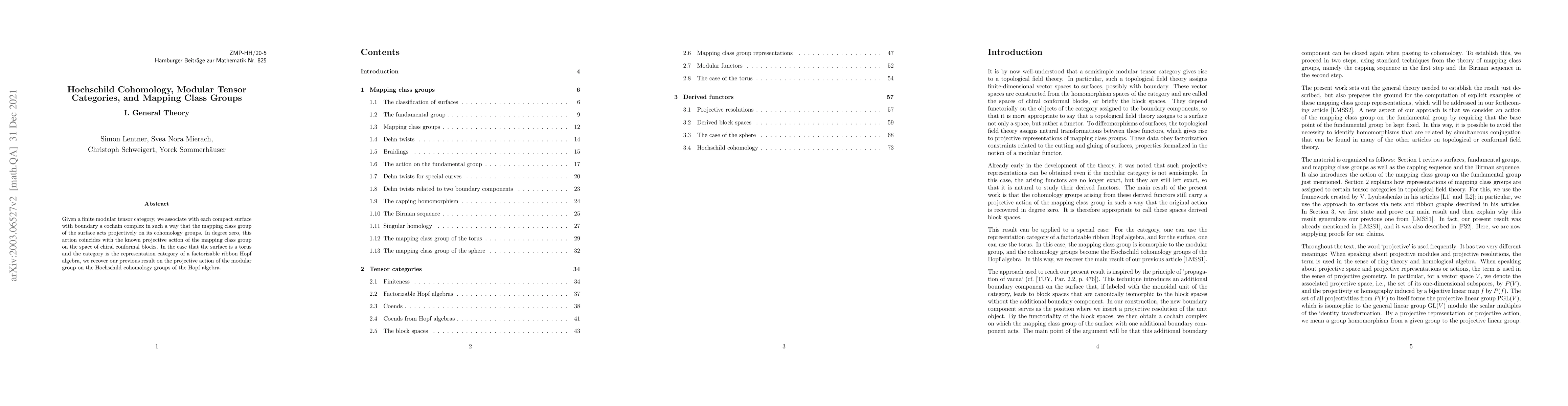 Thumbnail for Hochschild Cohomology, Modular Tensor Categories, and Mapping Class
  Groups