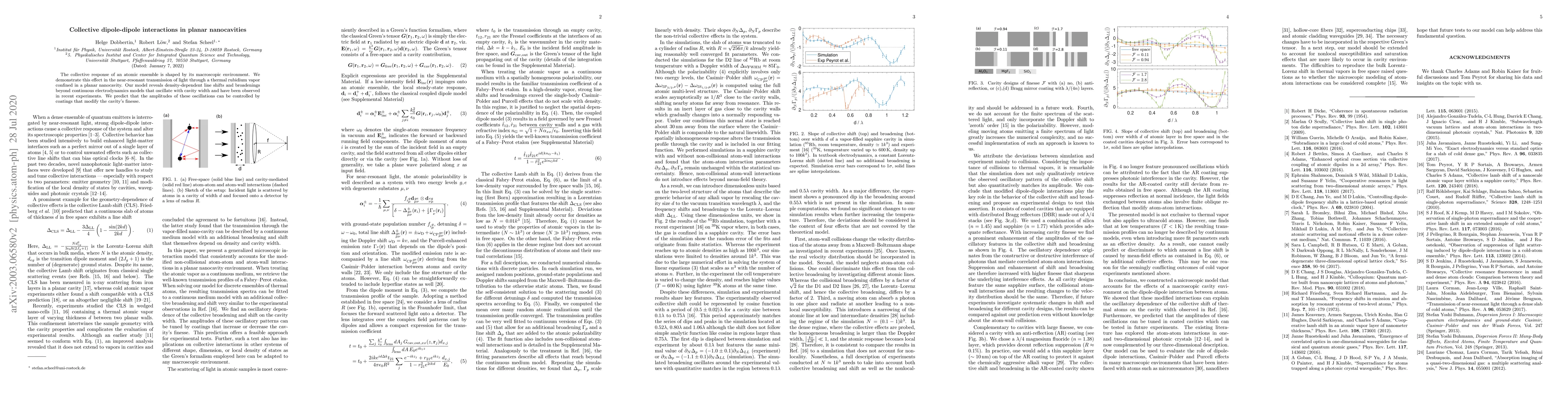 Thumbnail for Collective dipole-dipole interactions in planar nanocavities