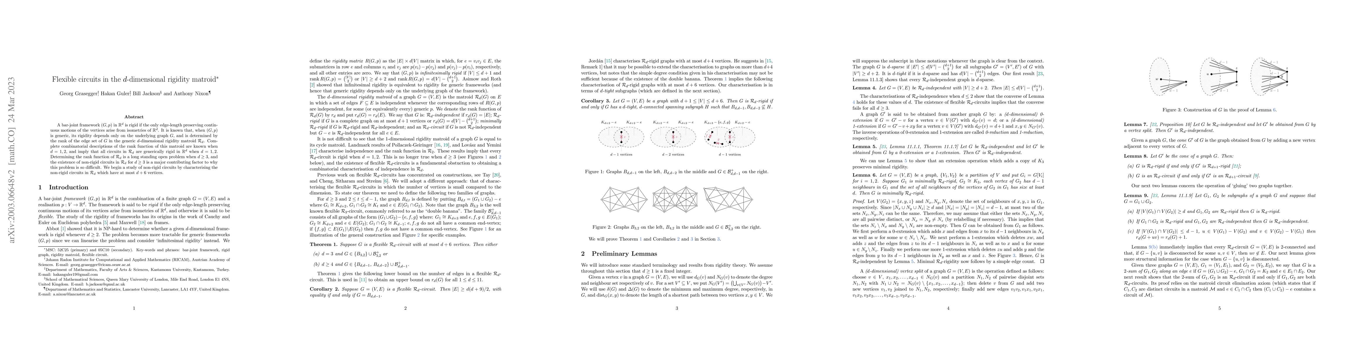 Thumbnail for Flexible circuits in the $d$-dimensional rigidity matroid