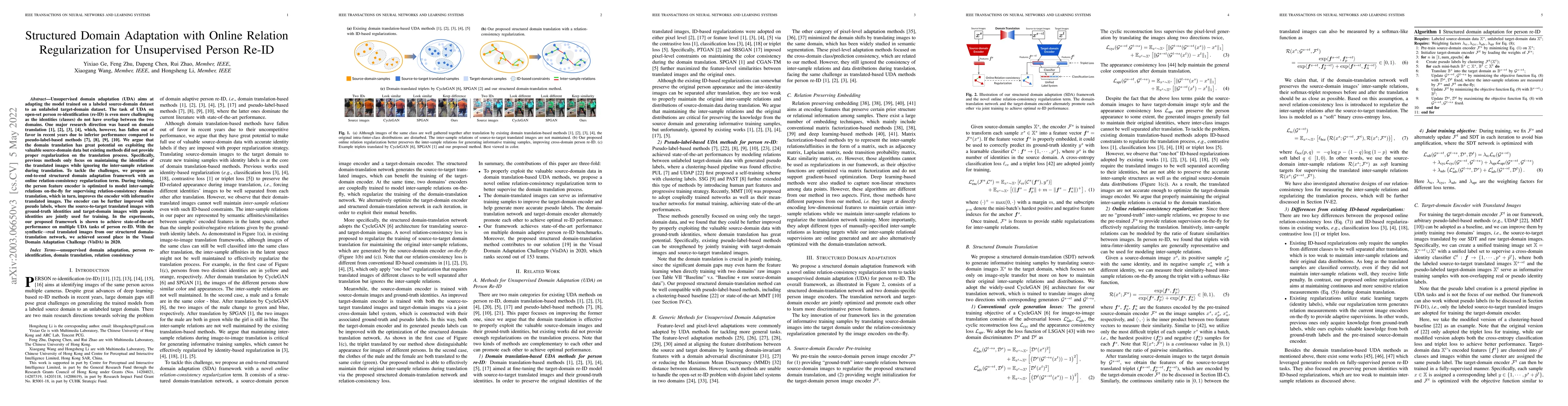 Thumbnail for Structured Domain Adaptation with Online Relation Regularization for
  Unsupervised Person Re-ID
