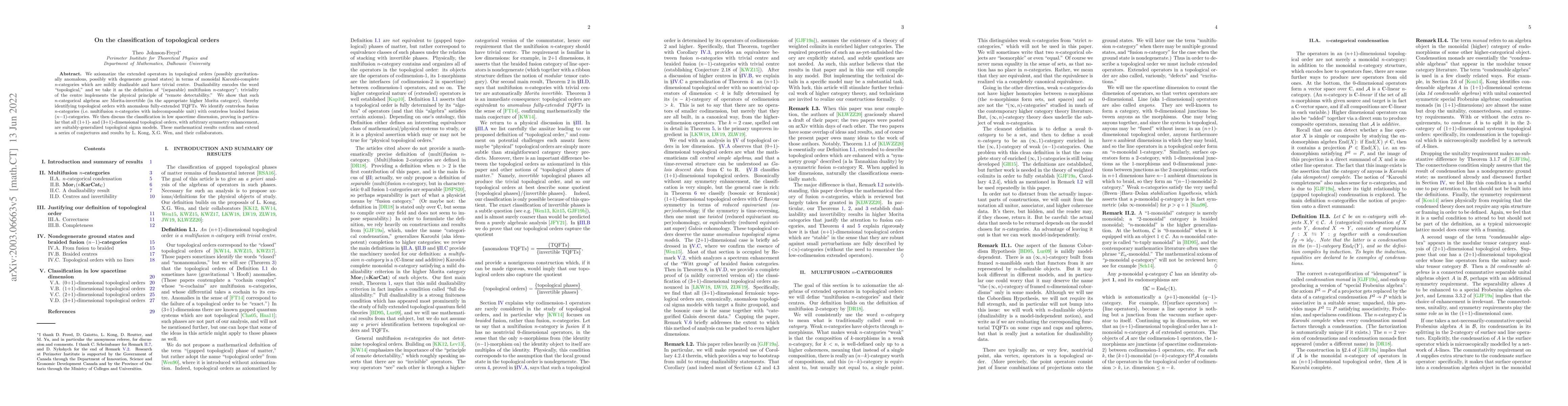 Thumbnail for On the classification of topological orders