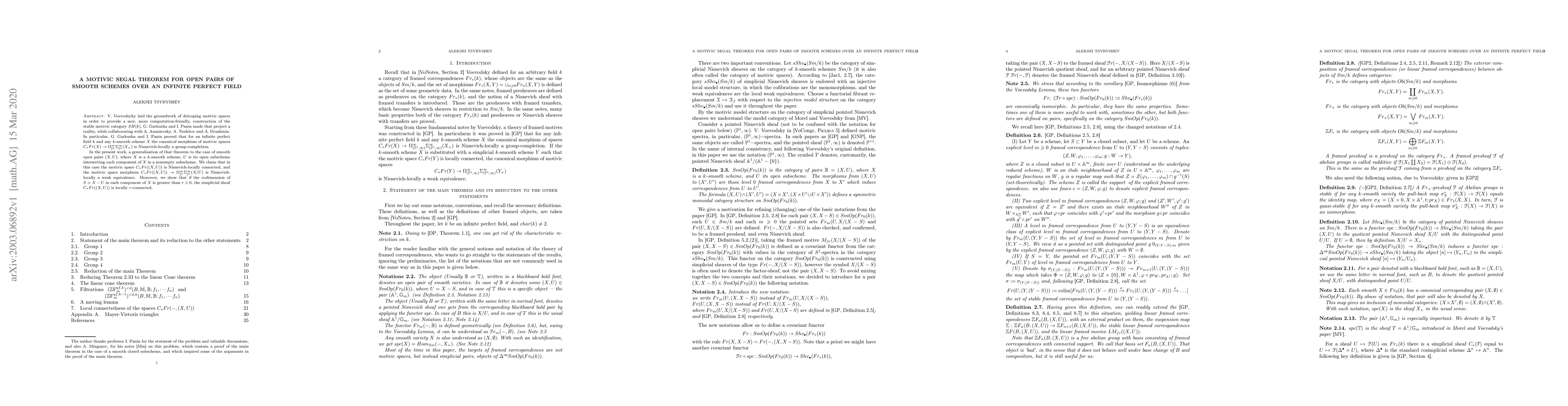 Thumbnail for A motivic Segal theorem for open pairs of smooth schemes over an
  infinite perfect field