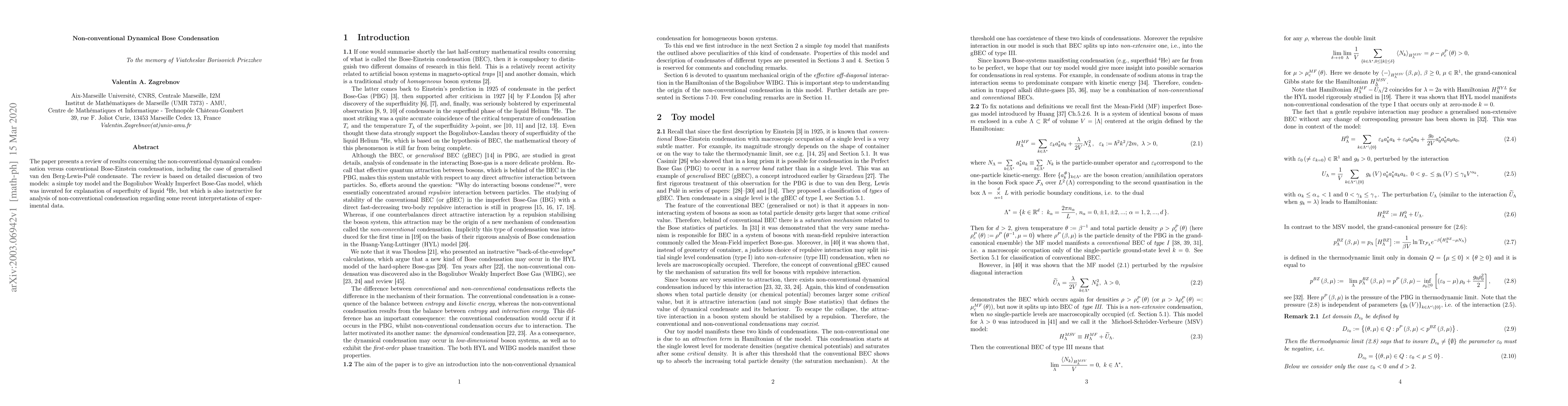 Thumbnail for Non-conventional Dynamical Bose Condensation