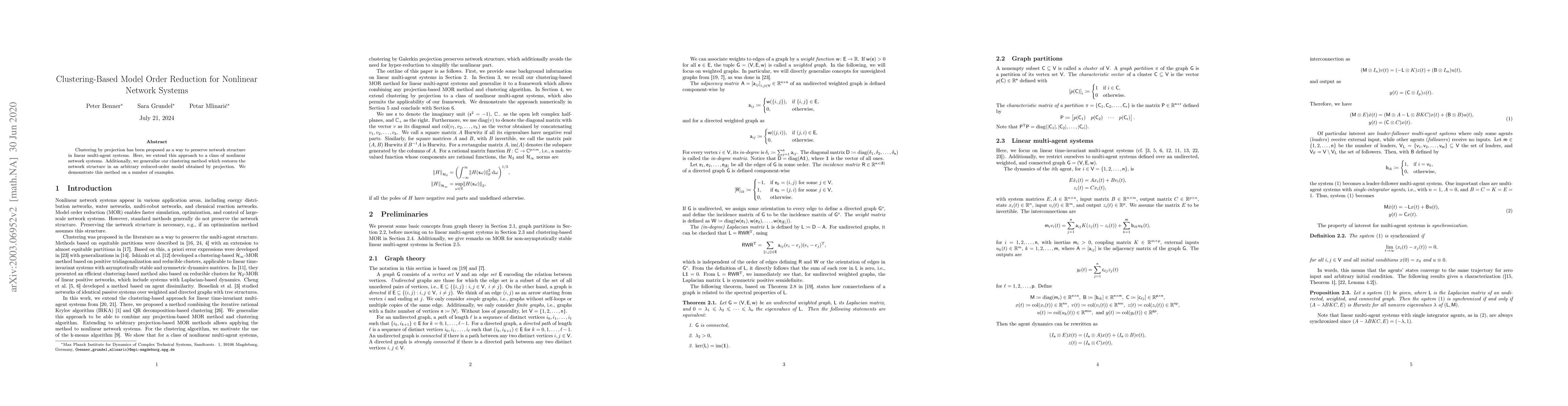 Thumbnail for Clustering-Based Model Order Reduction for Nonlinear Network Systems