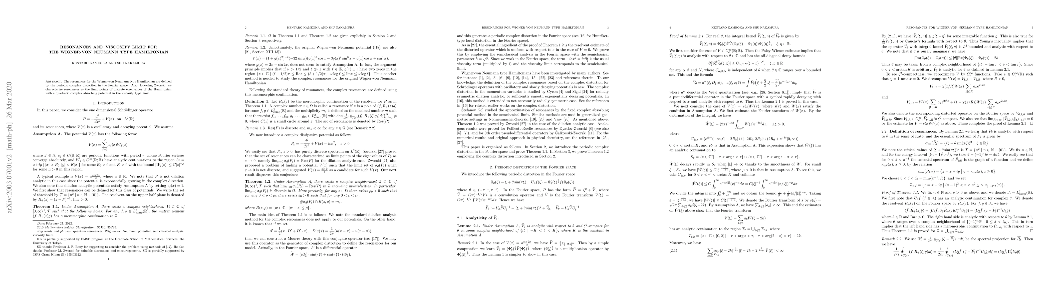 Thumbnail for Resonances and viscosity limit for the Wigner-von Neumann type
  Hamiltonian