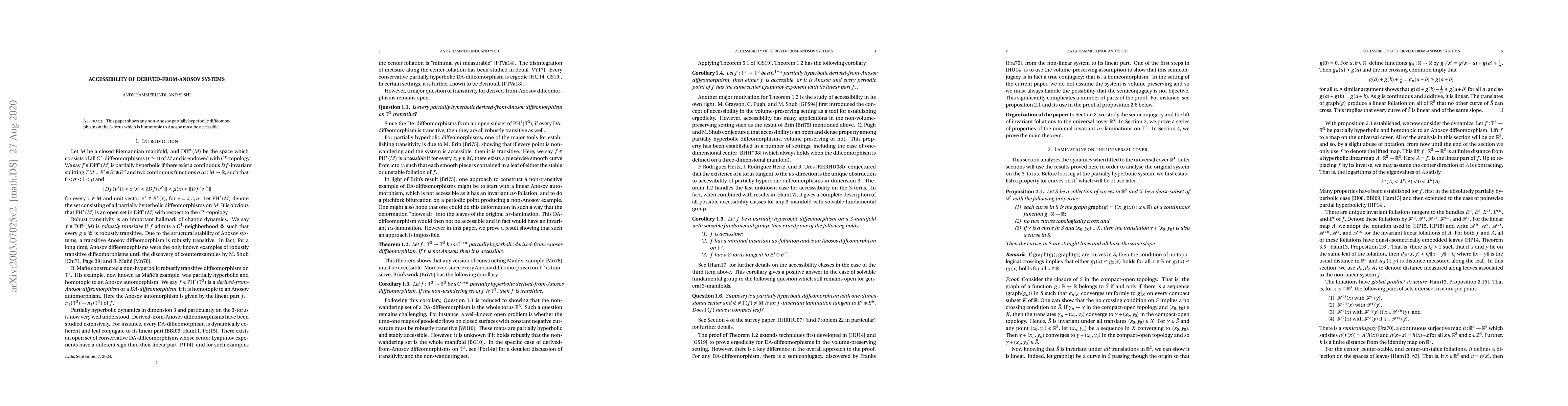 Thumbnail for Accessibility of derived-from-Anosov systems