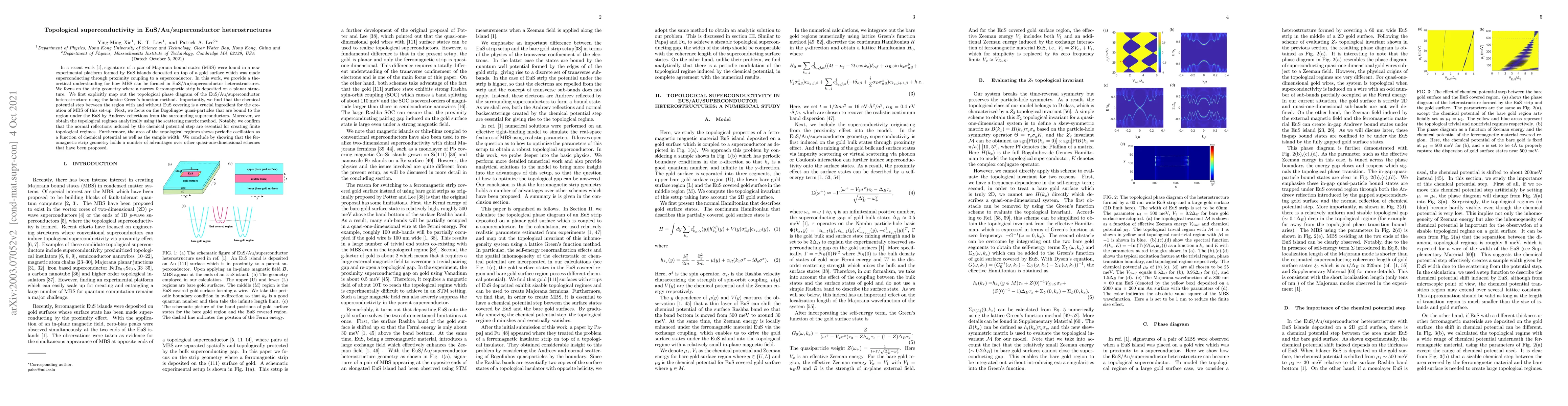 Thumbnail for Topological superconductivity in EuS/Au/superconductor heterostructures