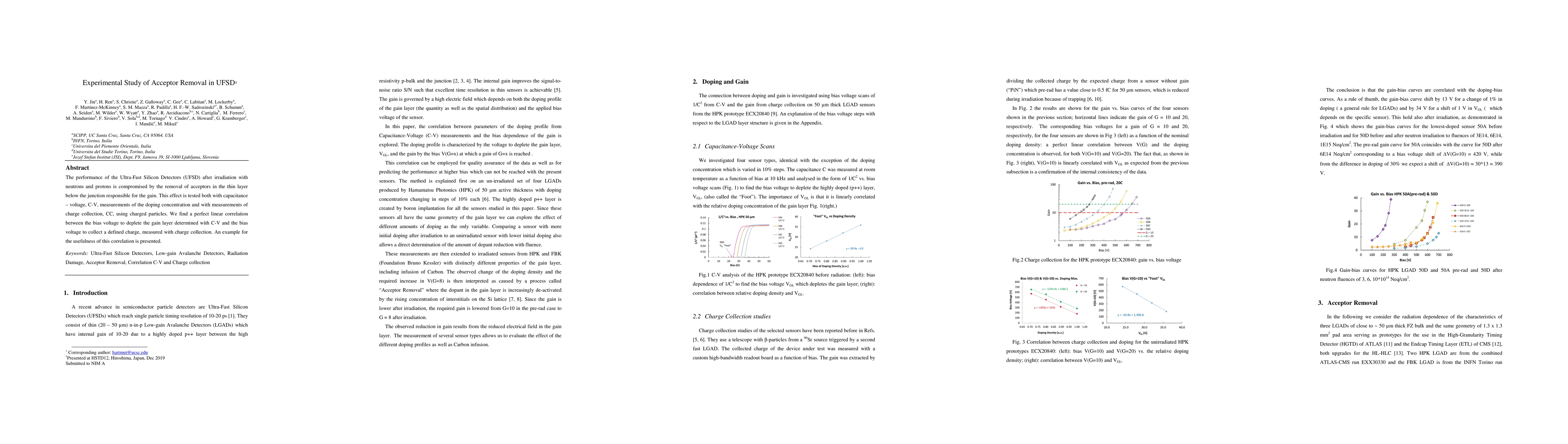 Thumbnail for Experimental Study of Acceptor Removal in UFSD