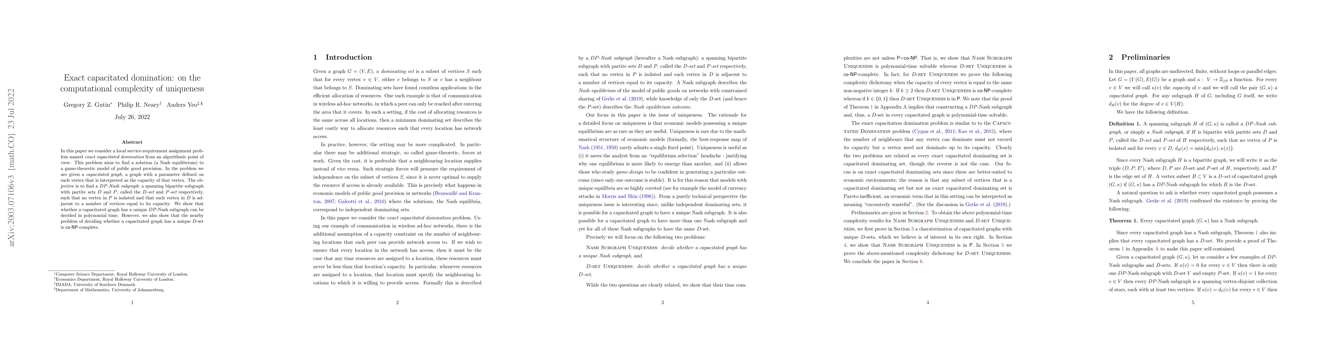 Thumbnail for Exact capacitated domination: on the computational complexity of
  uniqueness