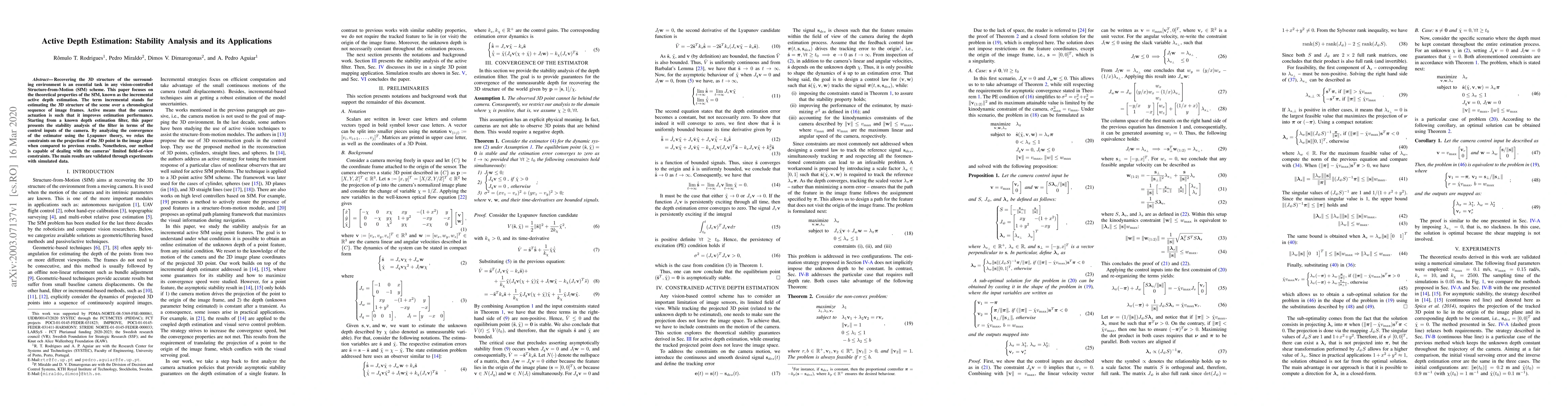 Thumbnail for Active Depth Estimation: Stability Analysis and its Applications