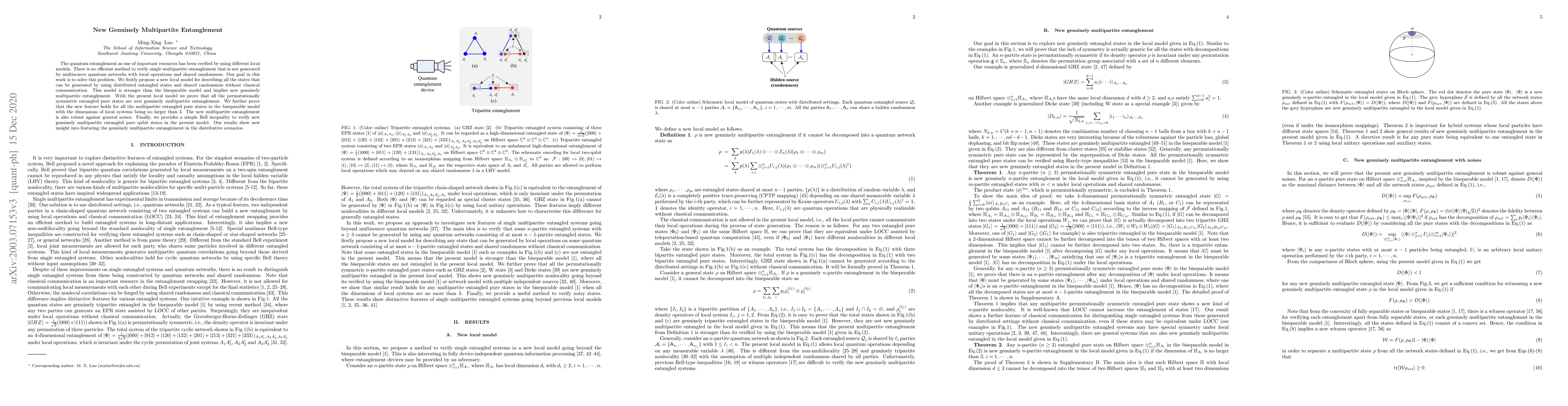 Thumbnail for New Genuine Multipartite Entanglement