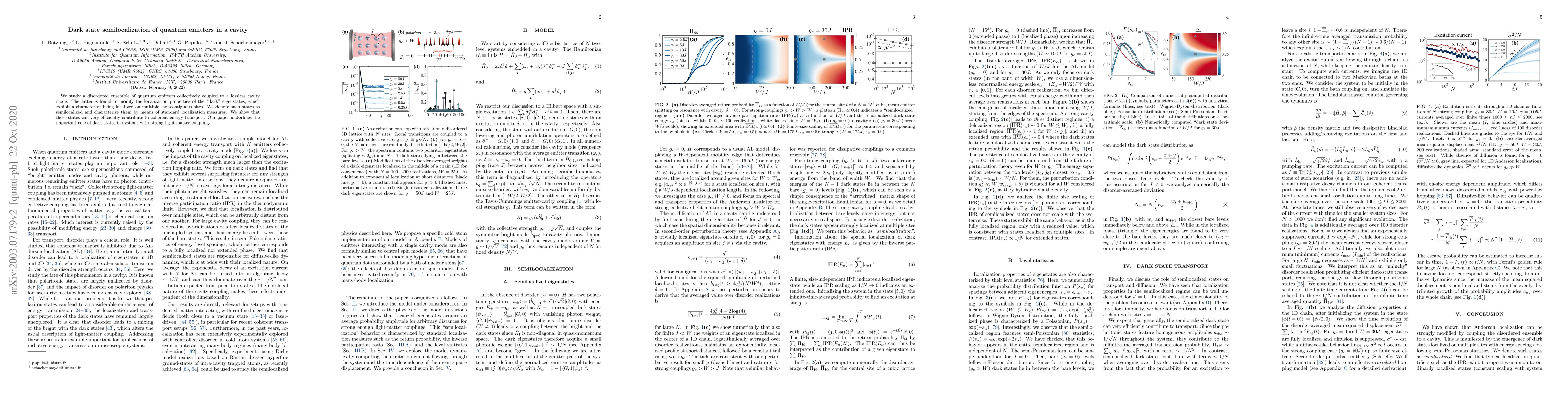 Thumbnail for Dark state semilocalization of quantum emitters in a cavity