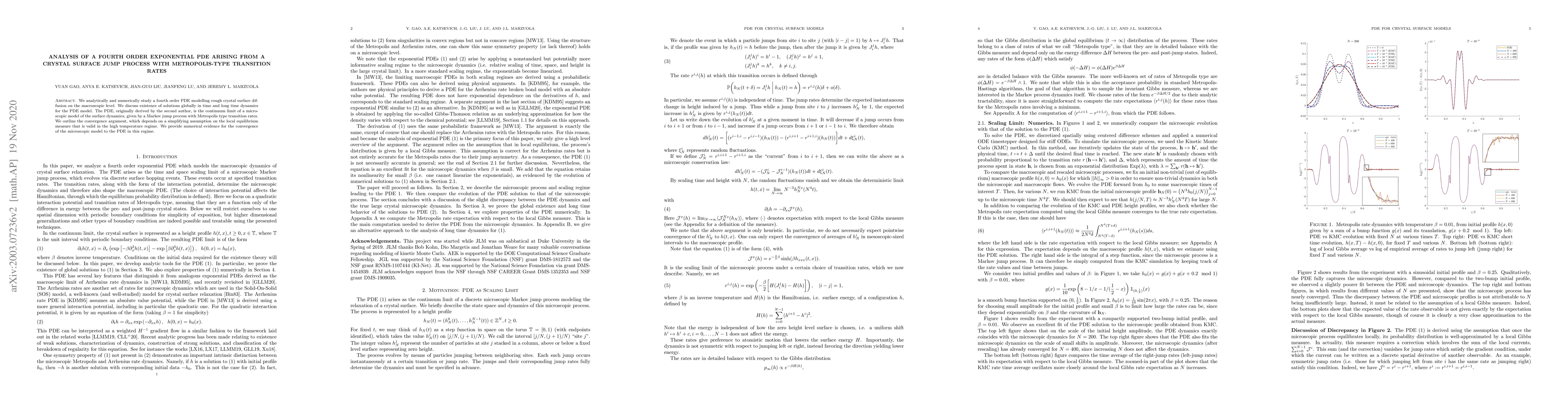 Thumbnail for Analysis of a fourth order exponential PDE arising from a crystal
  surface jump process with Metropolis-type transition rates