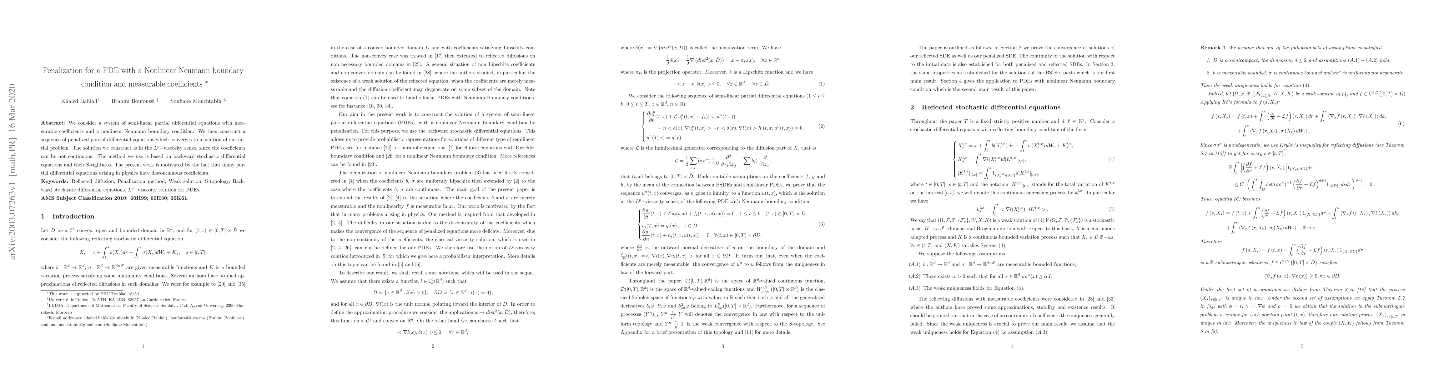 Thumbnail for Penalization for a PDE with a Nonlinear Neumann boundary condition and
  measurable coefficients *