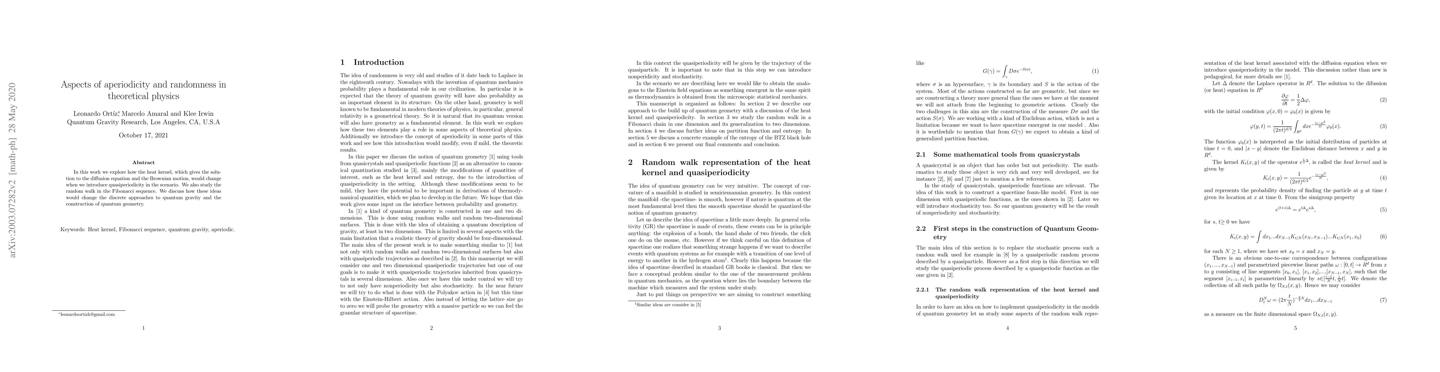 Thumbnail for Aspects of aperiodicity and randomness in theoretical physics