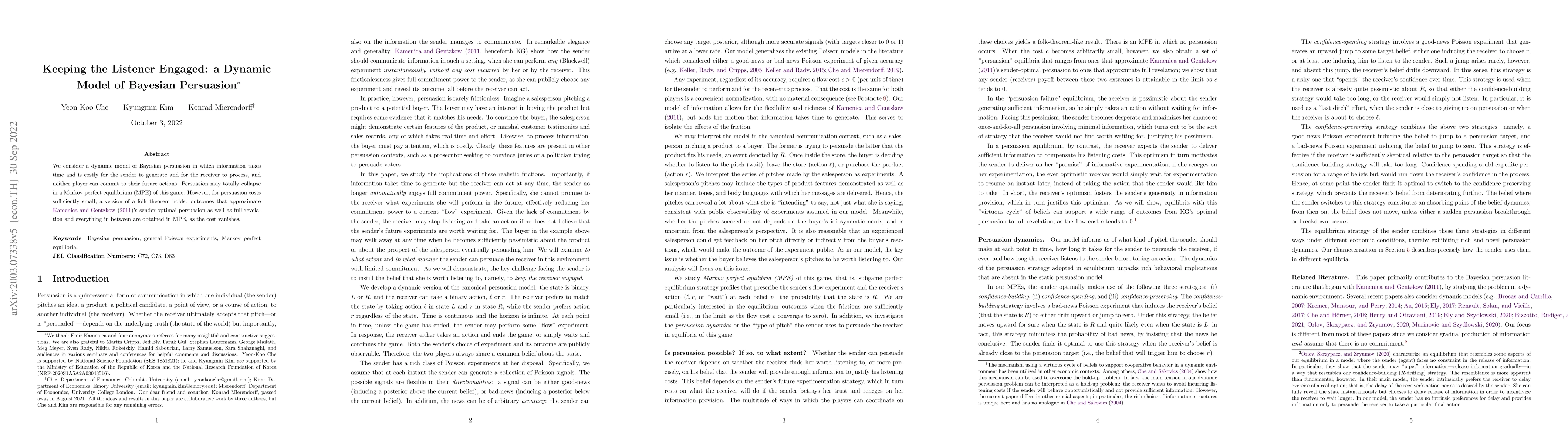 Thumbnail for Keeping the Listener Engaged: a Dynamic Model of Bayesian Persuasion
