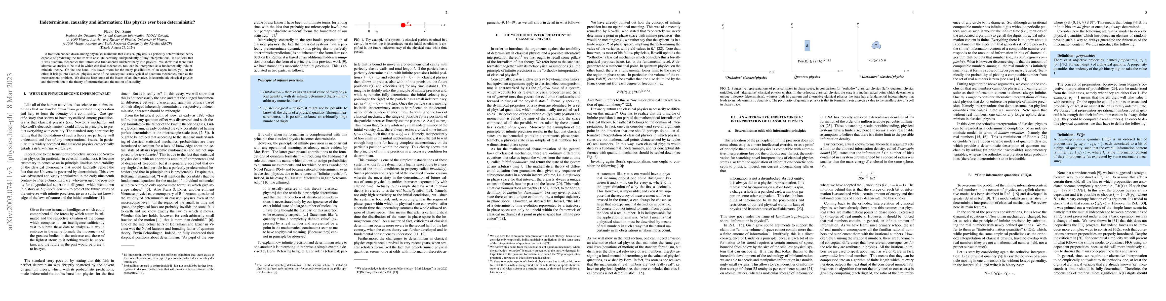Thumbnail for Indeterminism, causality and information: Has physics ever been
  deterministic?