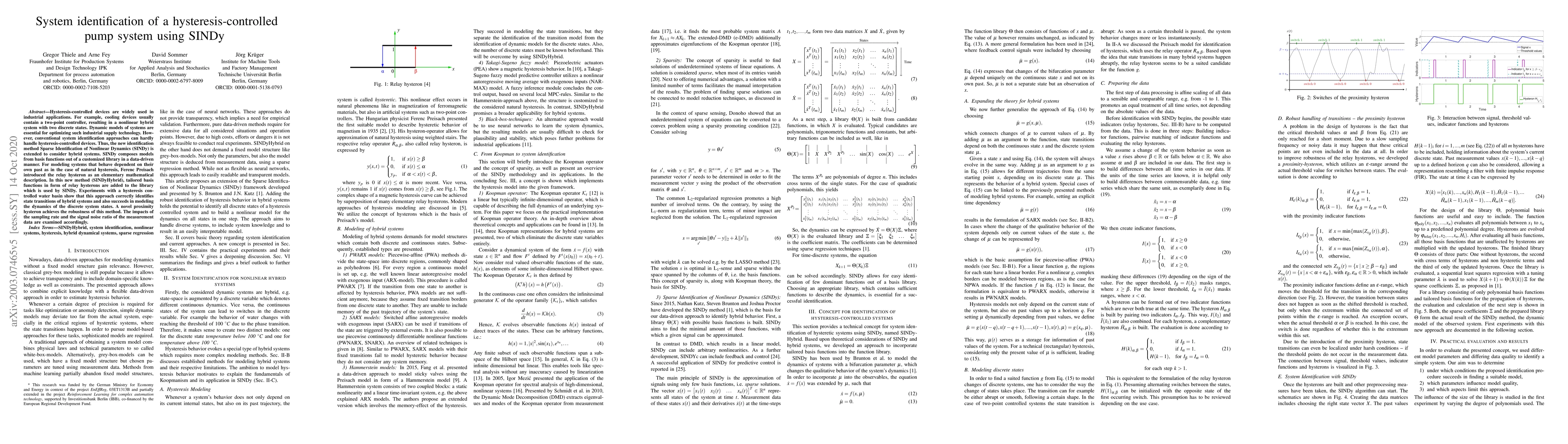 Thumbnail for System identification of a hysteresis-controlled pump system using SINDy