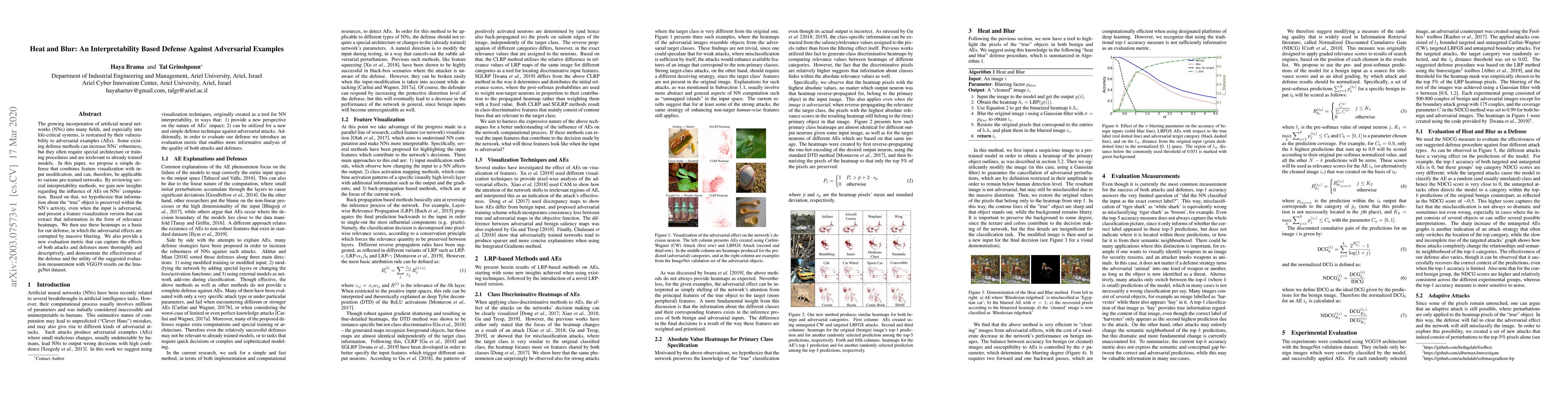 Thumbnail for Heat and Blur: An Effective and Fast Defense Against Adversarial
  Examples