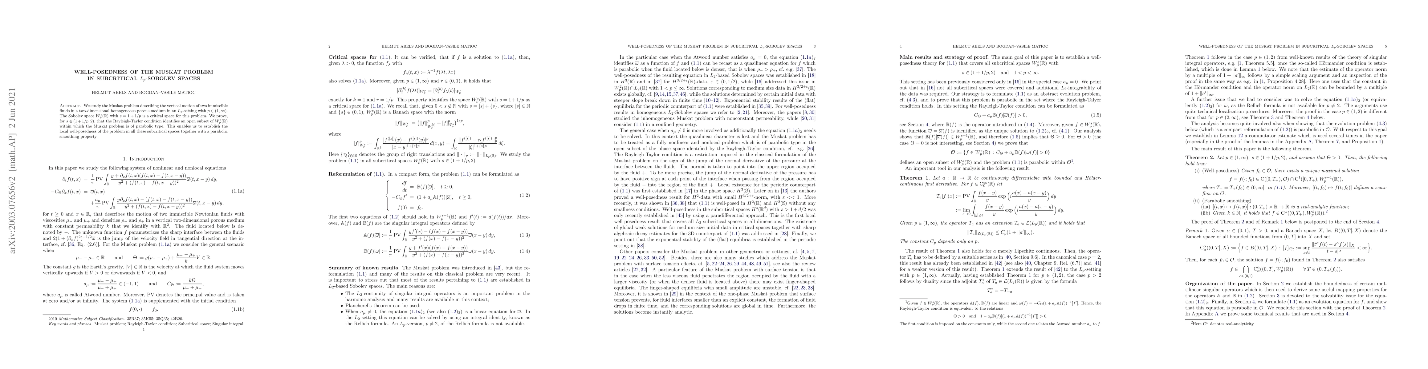 Thumbnail for Well-posedness of the Muskat problem in subcritical $L_p$-Sobolev spaces