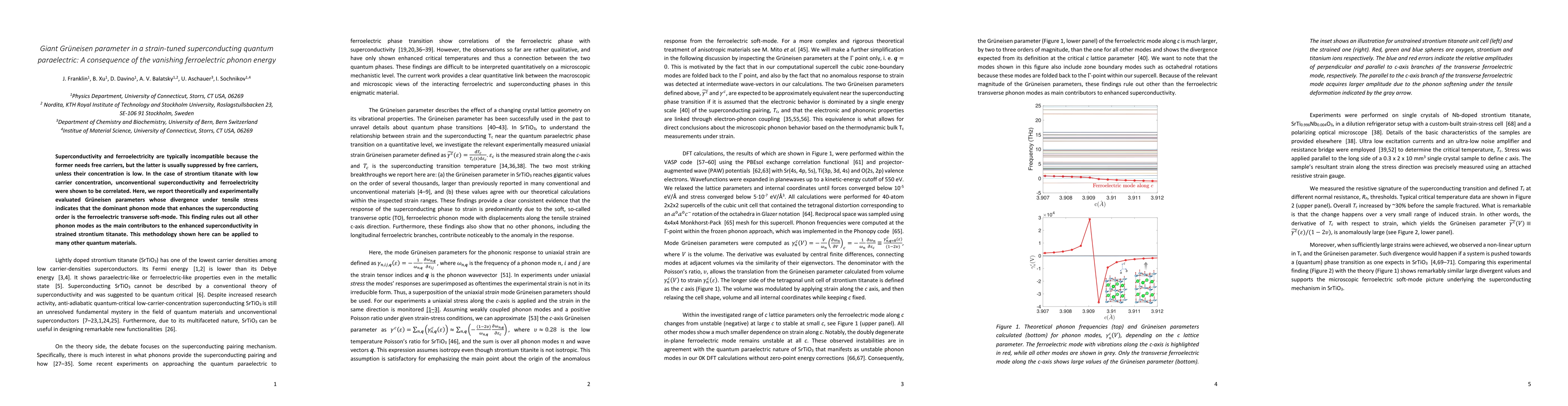 Thumbnail for Giant Gr\"uneisen parameter in a strain-tuned superconducting quantum
  paraelectric: A consequence of the vanishing ferroelectric phonon energy