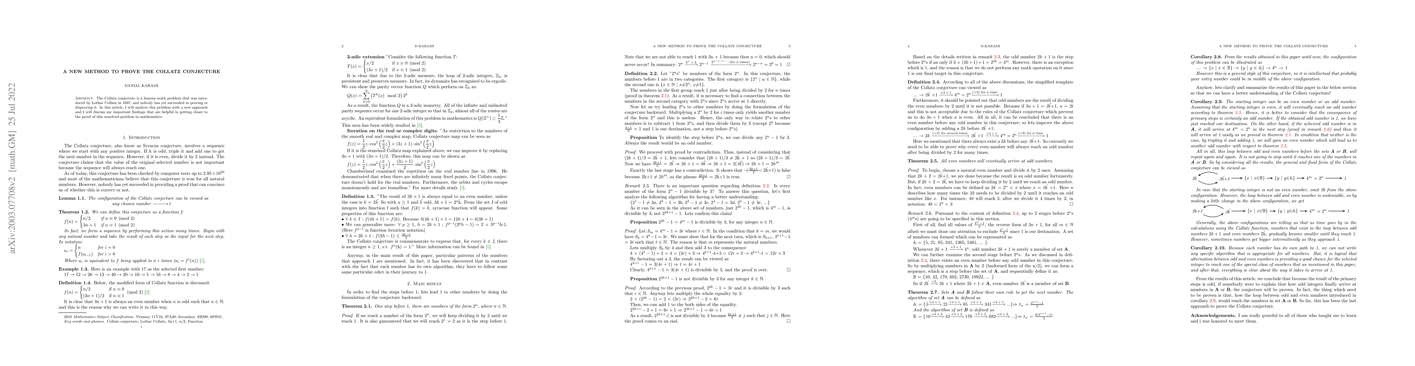 Thumbnail for A new method to prove the Collatz conjecture