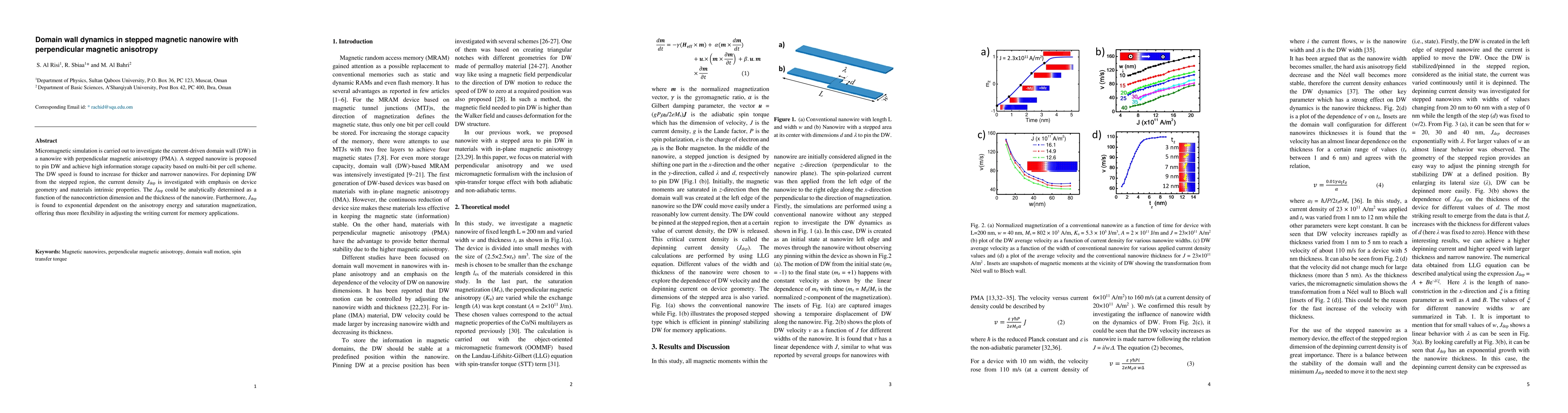 Thumbnail for Domain wall dynamics in stepped magnetic nanowire with perpendicular
  magnetic anisotropy