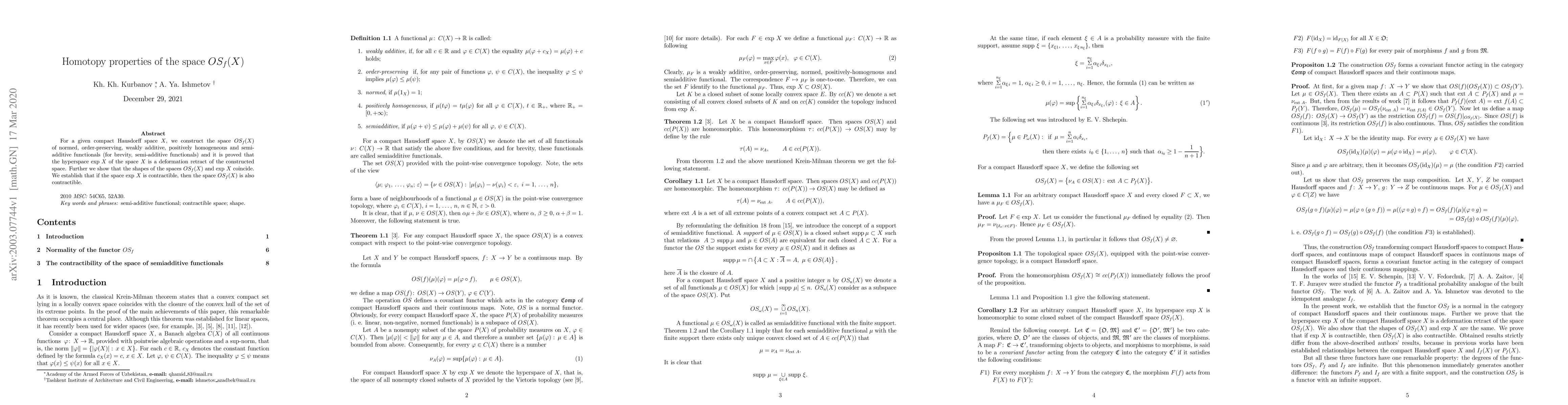 Thumbnail for Homotopy properties of the space $OS_{f}(X)$