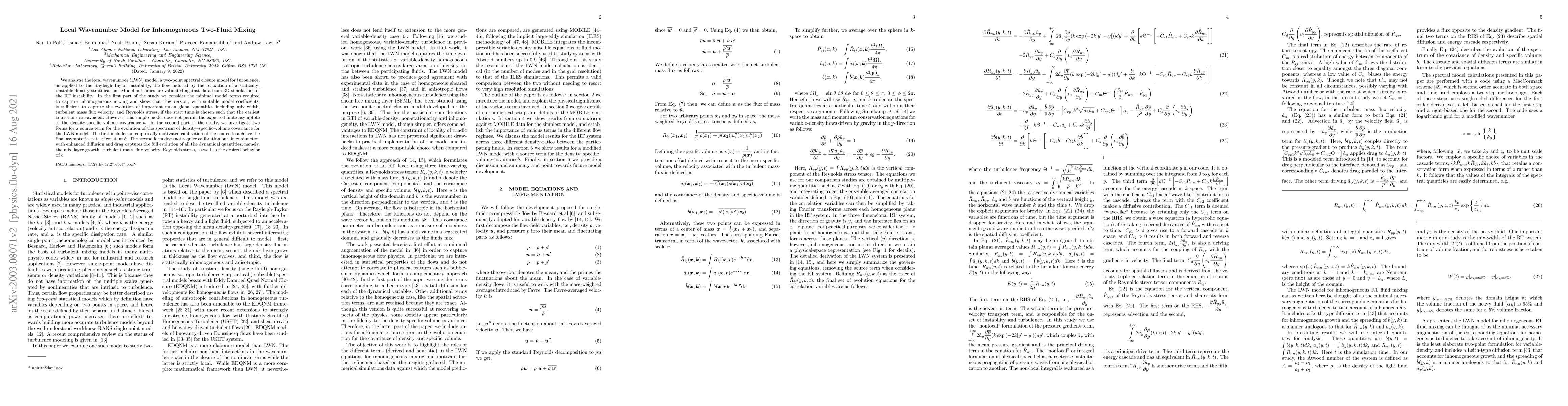 Thumbnail for Local Wave Number Model for Inhomogeneous Two-Fluid Mixing