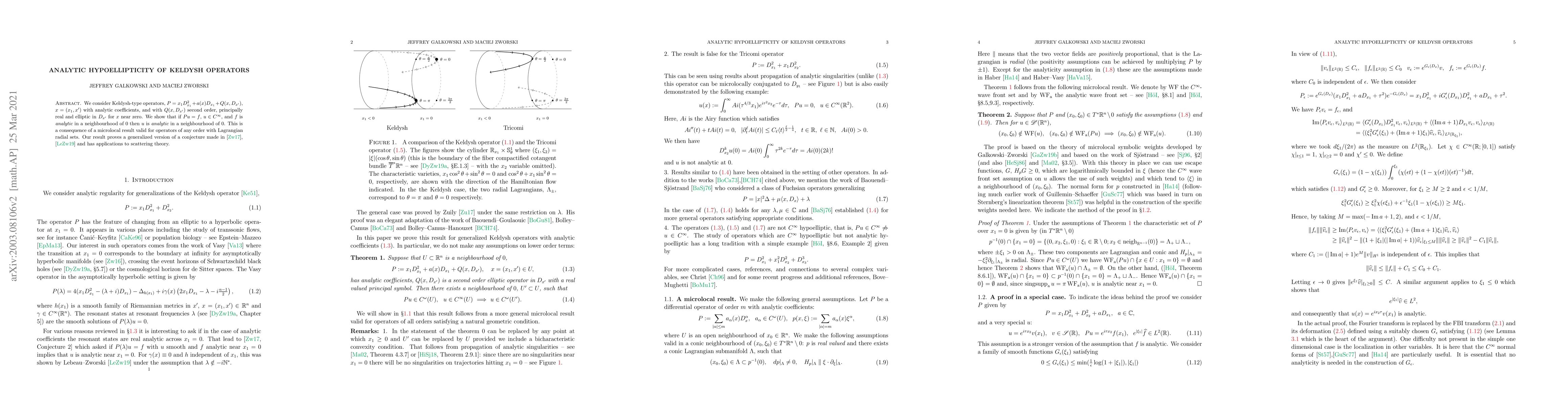 Thumbnail for Analytic hypoellipticity of Keldysh operators