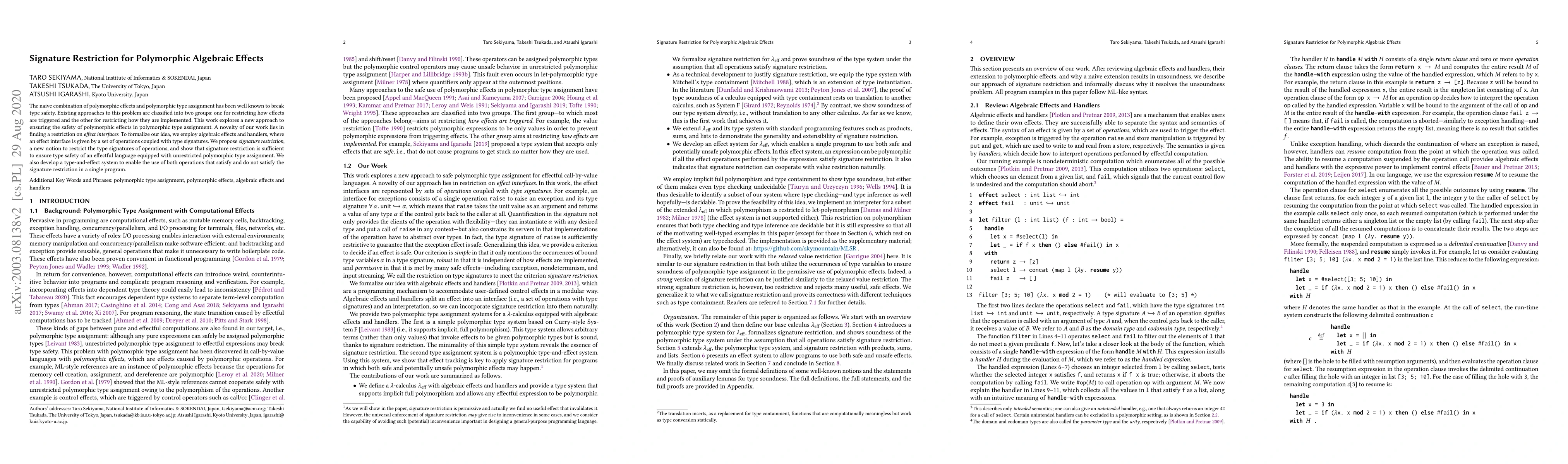 Thumbnail for Signature Restriction for Polymorphic Algebraic Effects