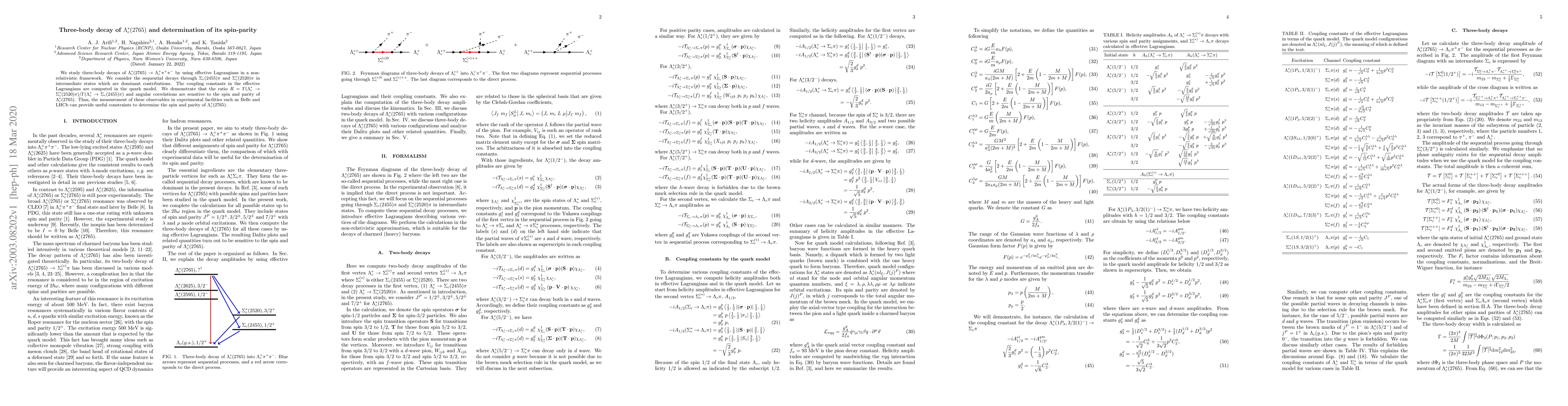Thumbnail for Three-body decay of $\Lambda_c^{*} (2765)$ and determination of its
  spin-parity
