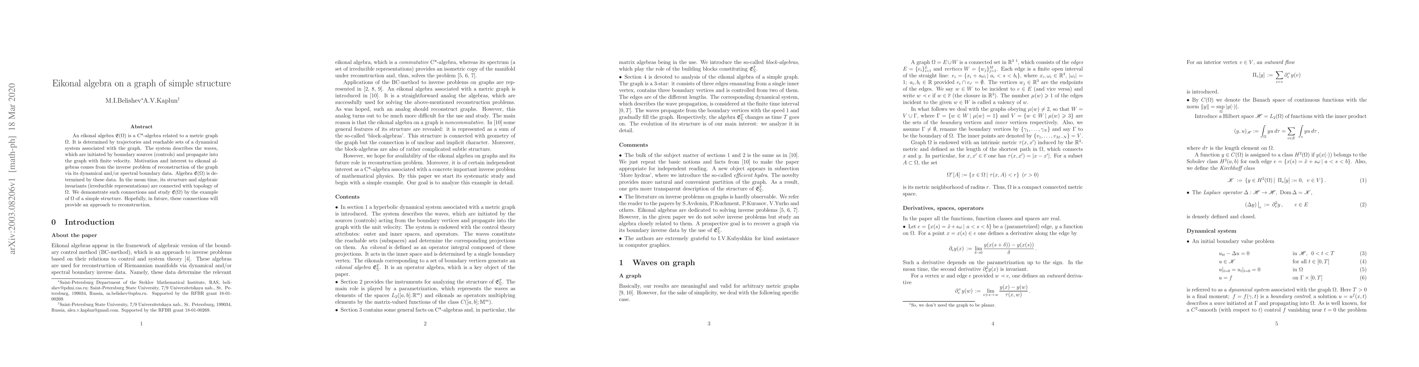 Thumbnail for Eikonal algebra on a graph of simple structure