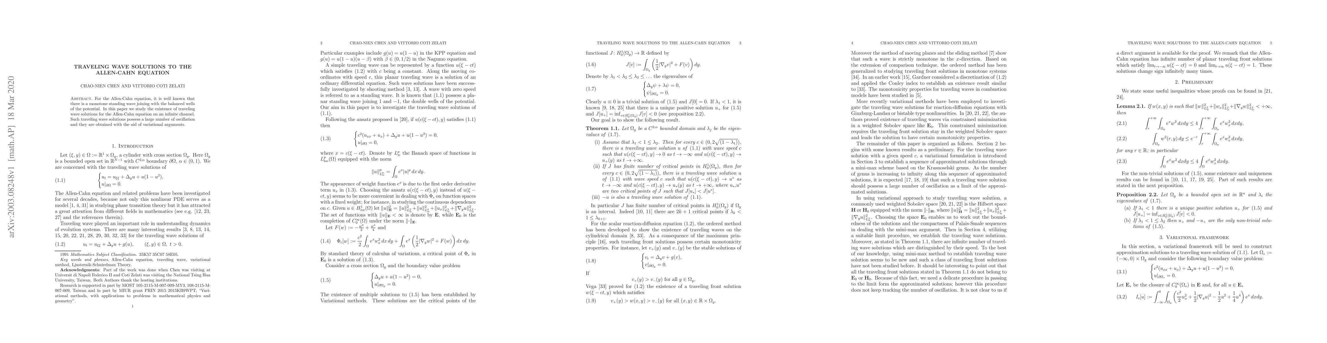 Thumbnail for Traveling wave solutions to the Allen-Cahn equation
