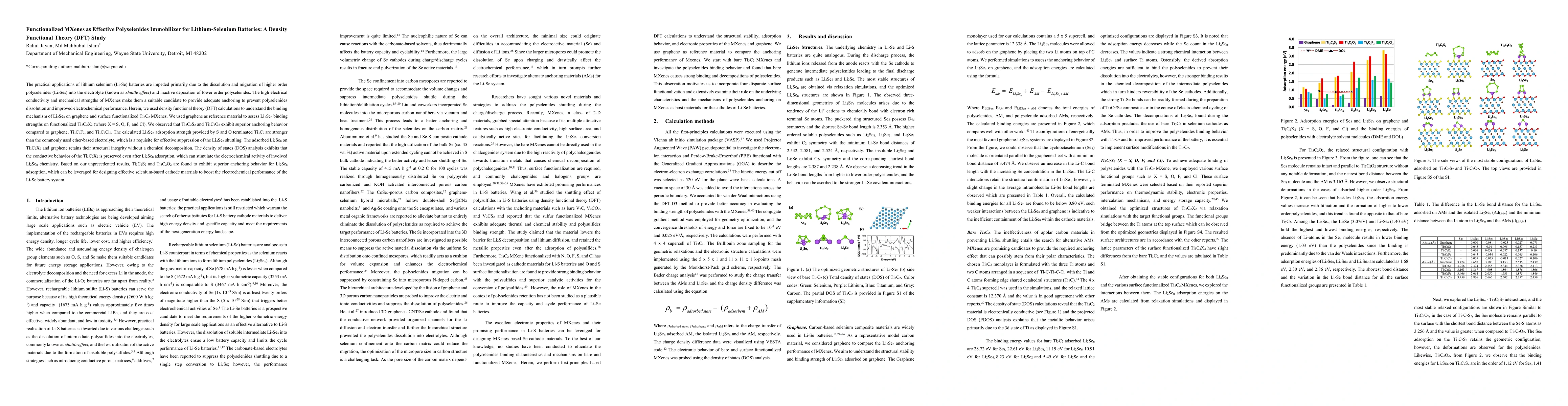 Thumbnail for Functionalized MXenes as Effective Polyselenides Immobilizer for
  Lithium-Selenium Batteries: A Density Functional Theory (DFT) Study