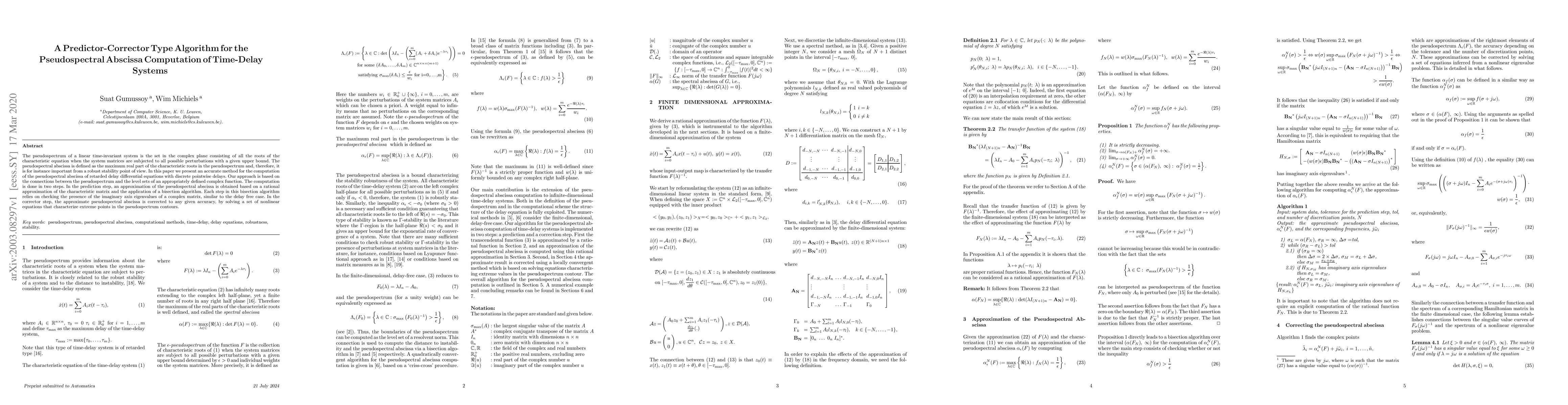 Thumbnail for A Predictor-Corrector Type Algorithm for the Pseudospectral Abscissa
  Computation of Time-Delay Systems