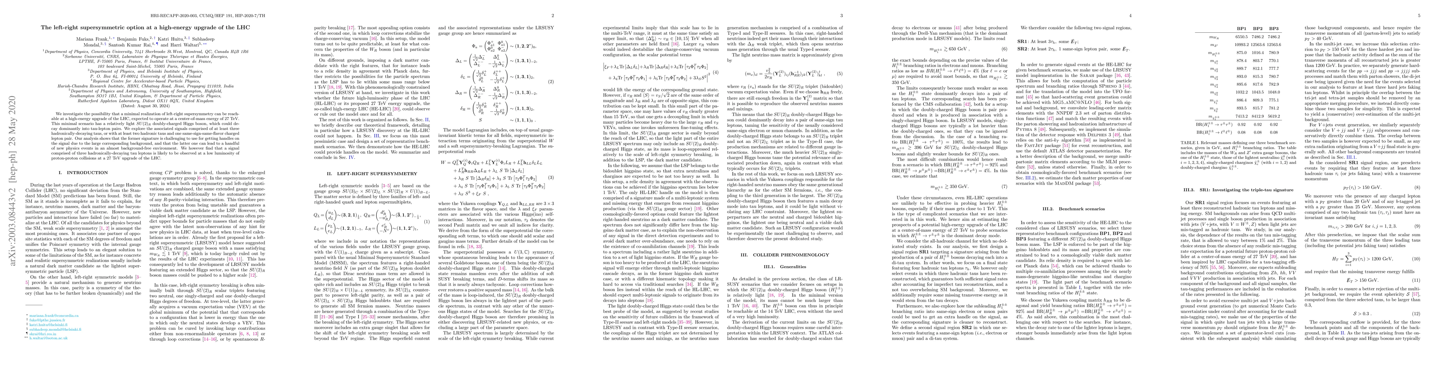 Thumbnail for The left-right supersymmetric option at a high-energy upgrade of the LHC