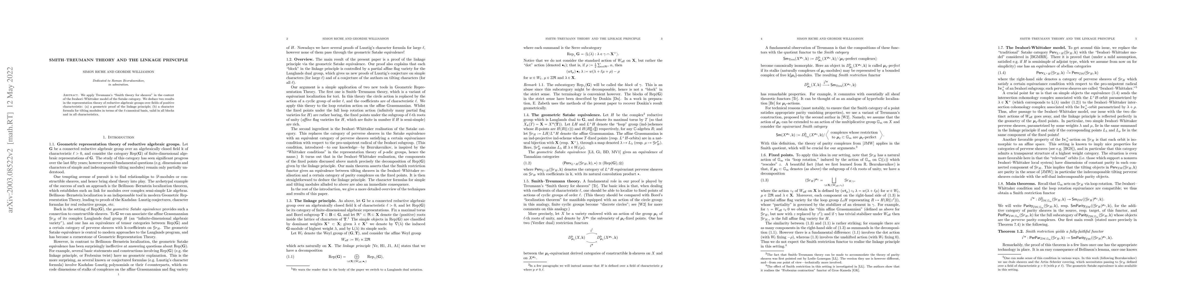 Thumbnail for Smith-Treumann theory and the linkage principle