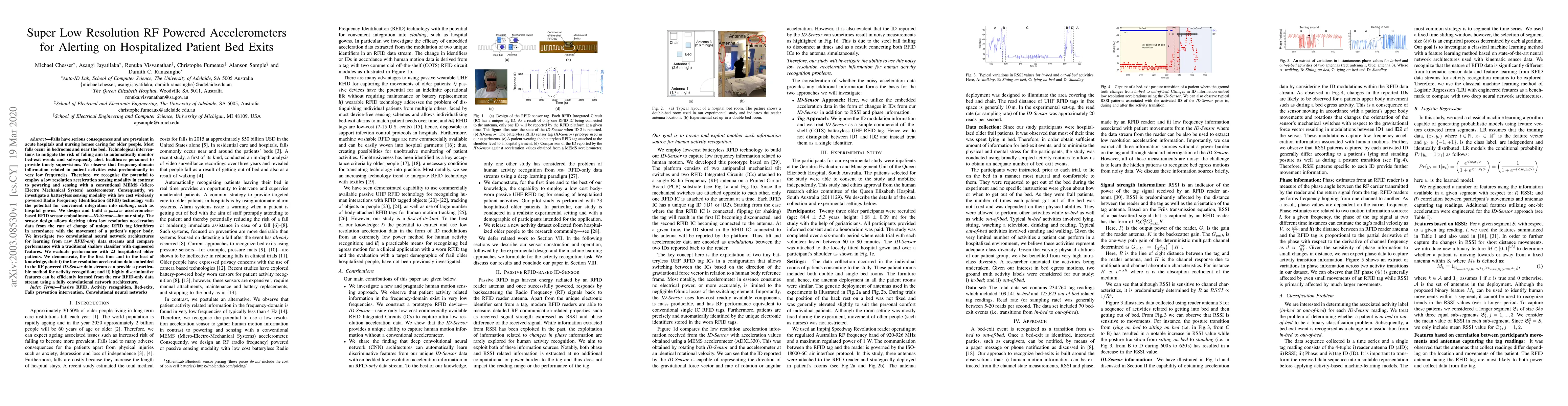 Thumbnail for Super Low Resolution RF Powered Accelerometers for Alerting on
  Hospitalized Patient Bed Exits