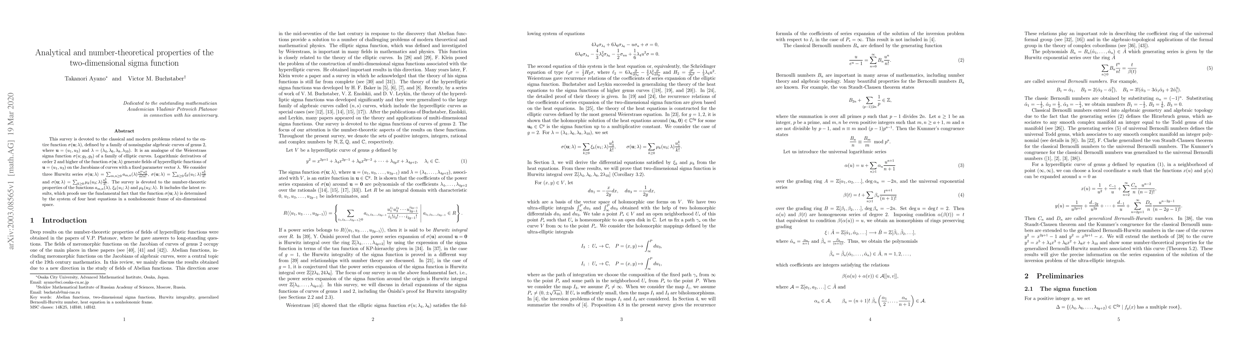 Thumbnail for Analytical and number-theoretical properties of the two-dimensional
  sigma function