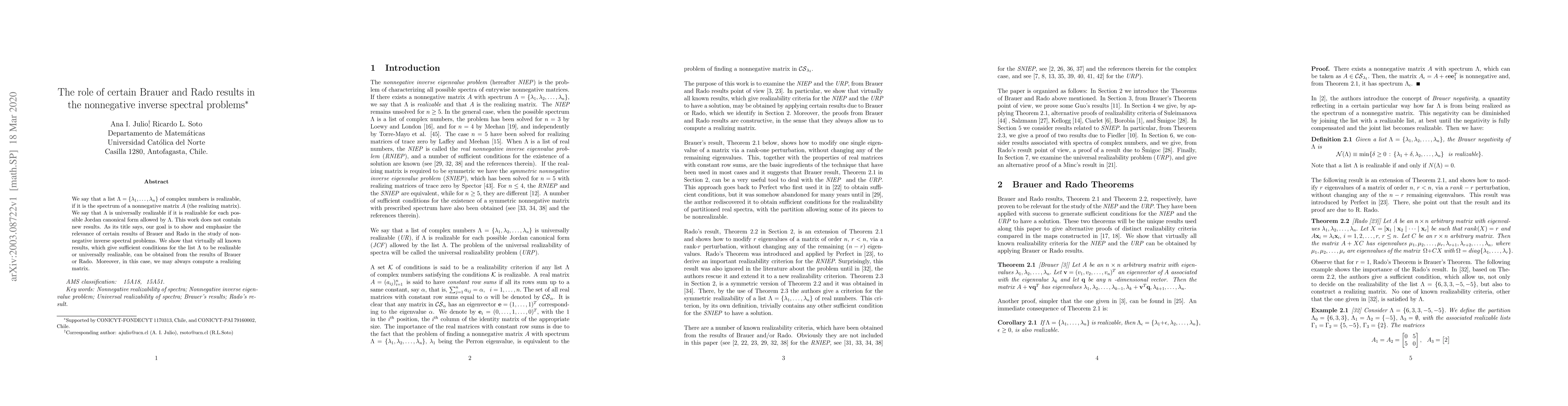 Thumbnail for The role of certain Brauer and Rado results in the nonnegative inverse
  spectral problems