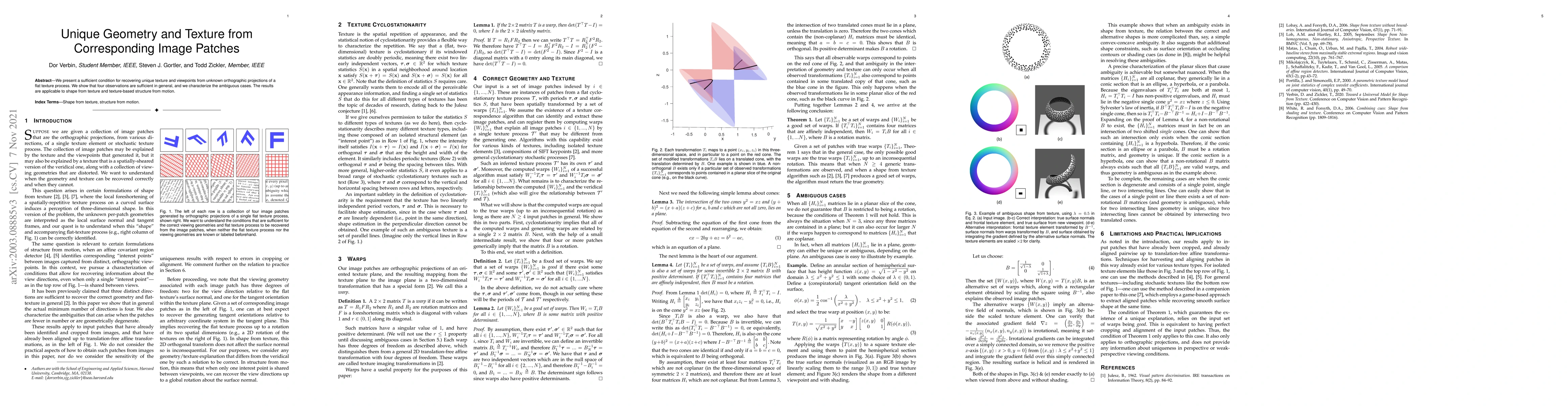 Thumbnail for Unique Geometry and Texture from Corresponding Image Patches