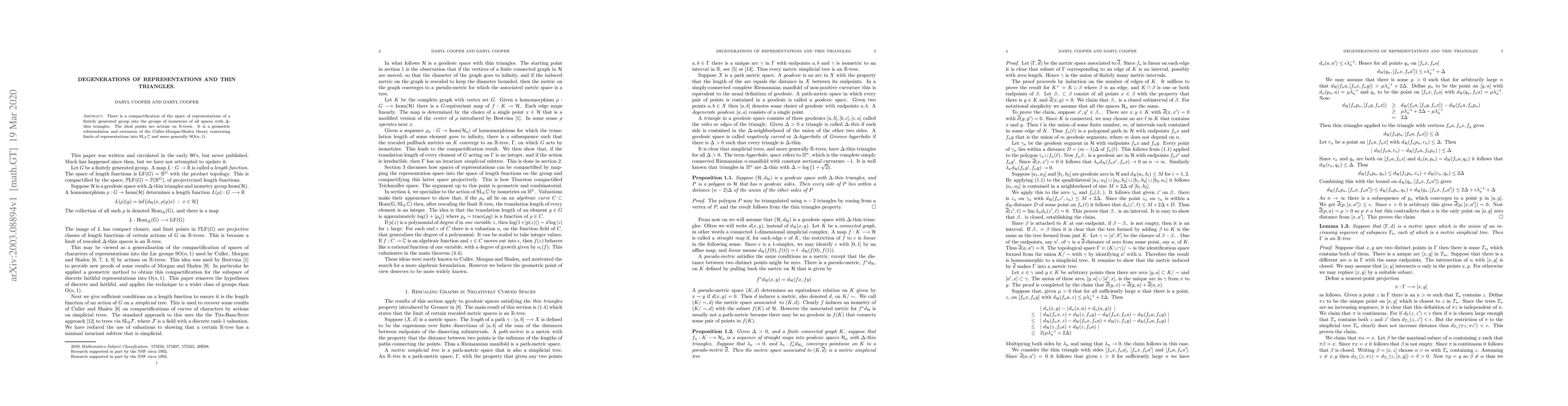 Thumbnail for Degenerations of representations and thin triangles